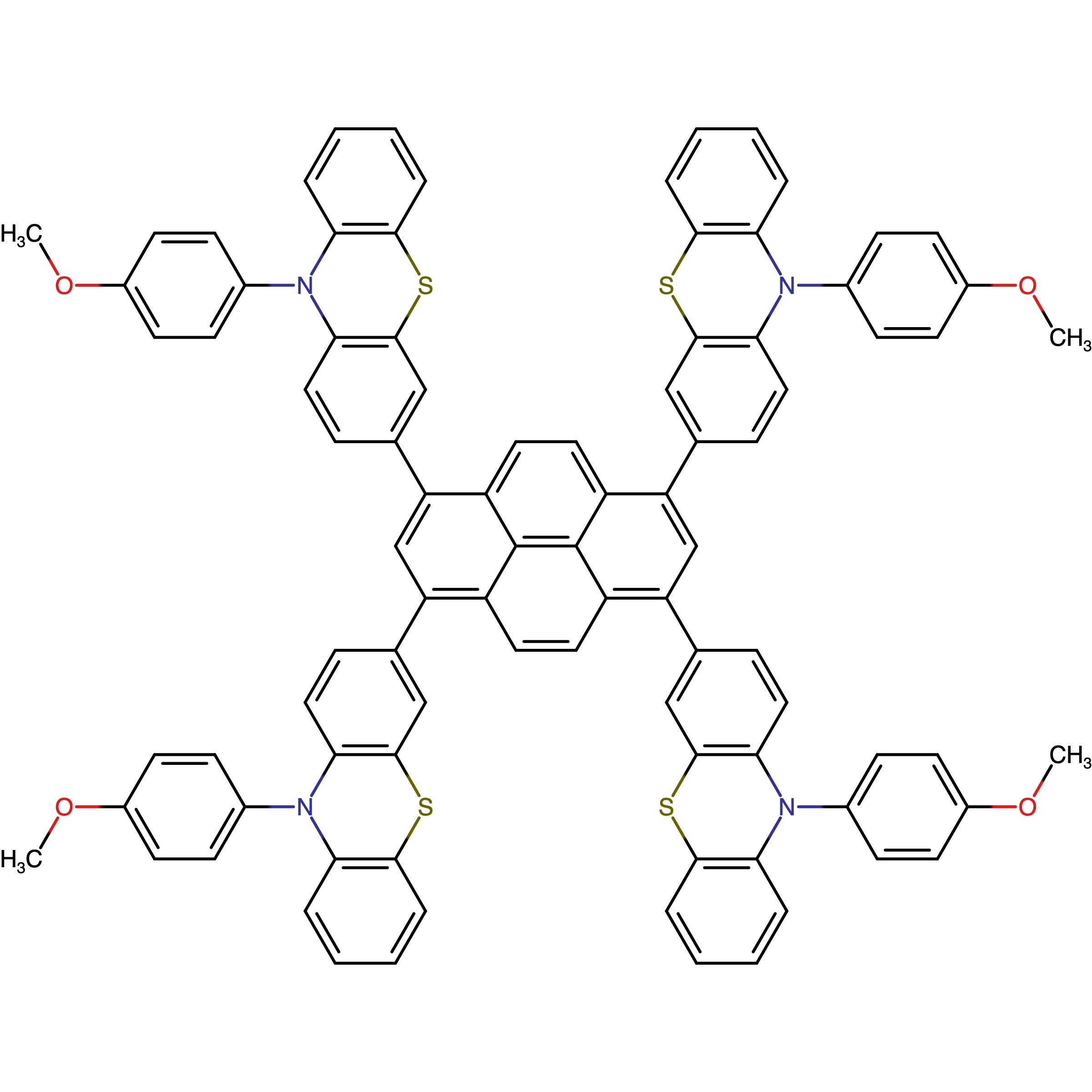 CAS RN 1867190-02-0 | 1,3,6,8-Tetrakis(10-(4-methoxyphenyl)-10H-phenothiazin-3-yl)pyrene