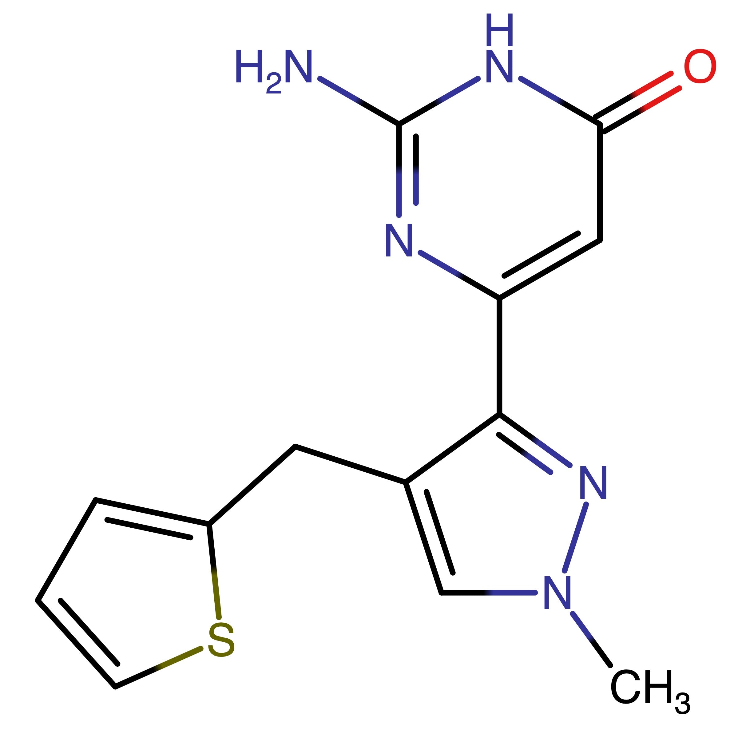 CAS RN 2810096-27-4 | 2-Amino-6-(1-methyl-4-(thiophen-2-ylmethyl)-1H-pyrazol-3-yl)pyrimidin-4(3H)-one
