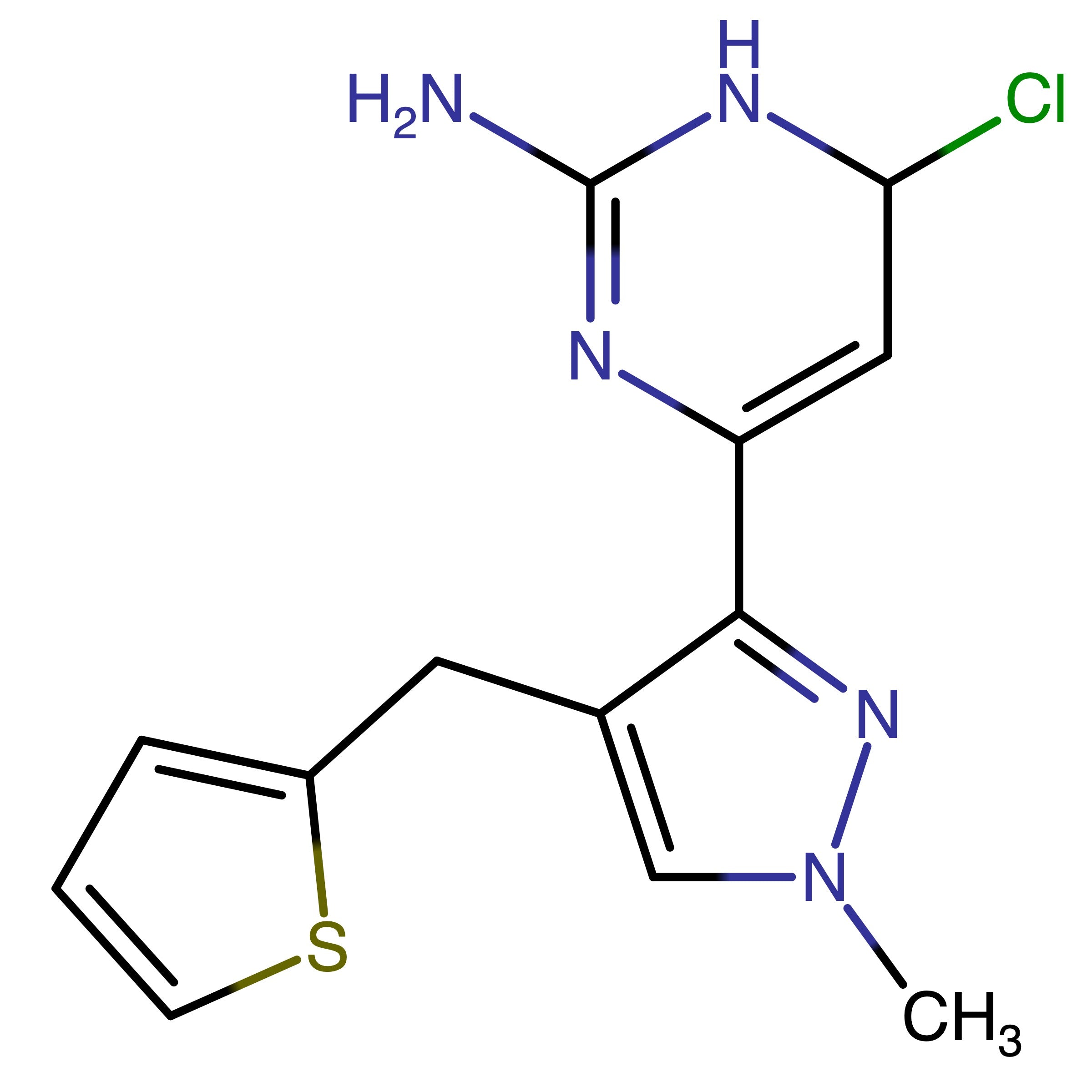 CAS RN 2810096-04-7 | 6-Chloro-4-(1-methyl-4-(thiophen-2-ylmethyl)-1H-pyrazol-3-yl)-1,6-dihydropyrimidin-2-amine