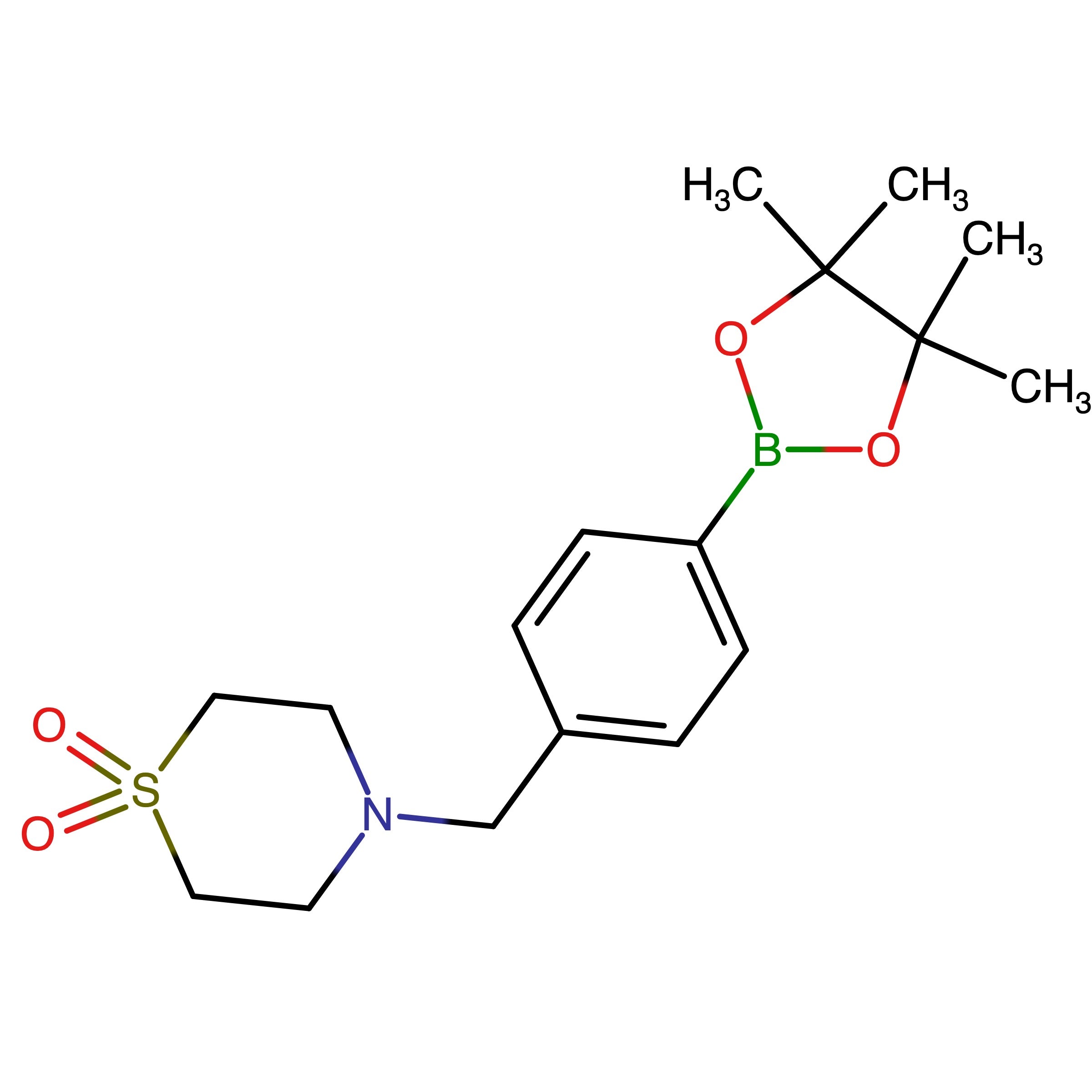 CAS 1092563-25-1 | 4-[4-(4,4,5,5-Tetramethyl[1,3,2]dioxaborolan-2-yl)benzyl]thiomorpholine 1,1-dioxide | MFCD22056473
