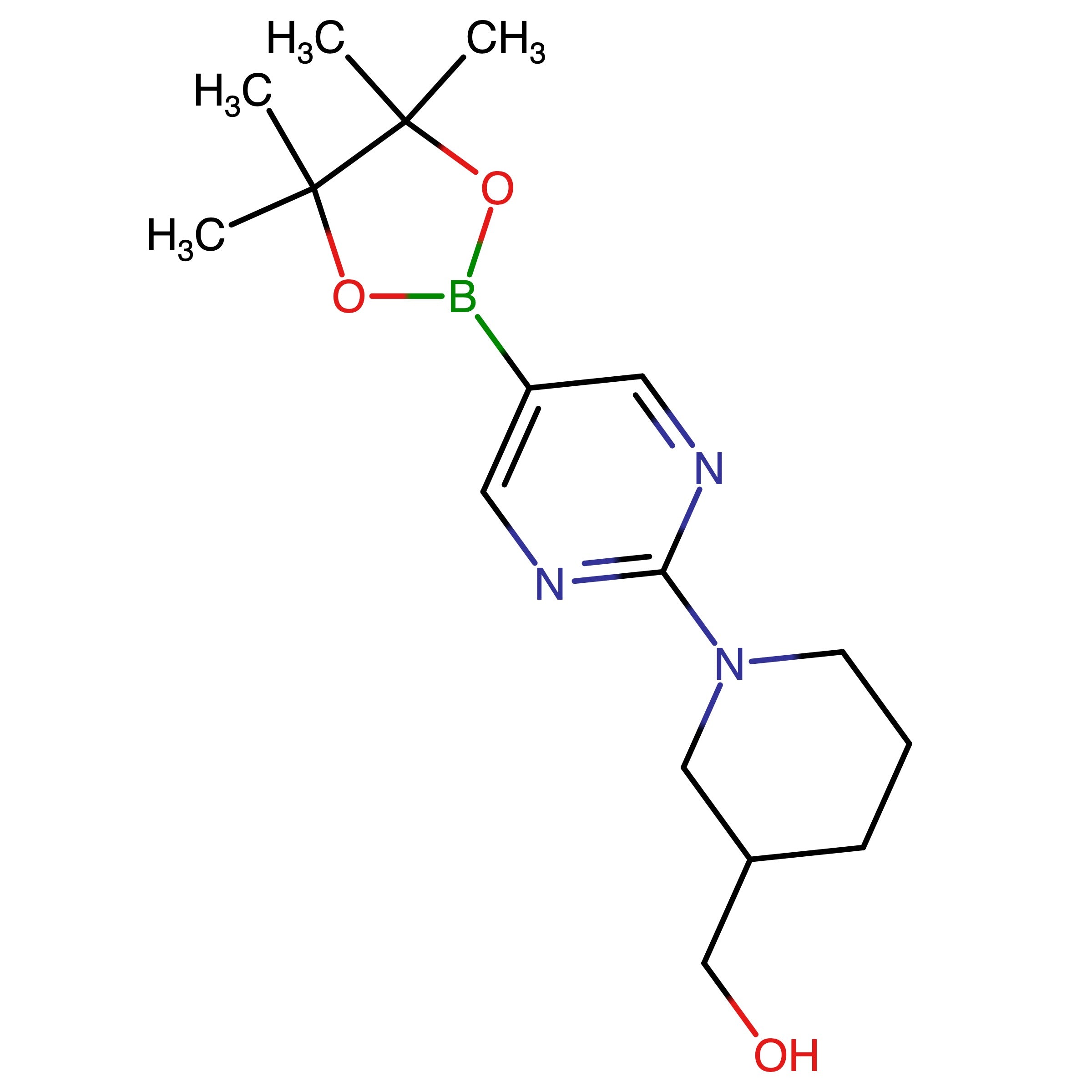 CAS 1202805-21-7 | 1-[5-(4,4,5,5-Tetramethyl-1,3,2-dioxaborolan-2-yl)-2-pyrimidinyl]-3-piperidinemethanol | MFCD18382964