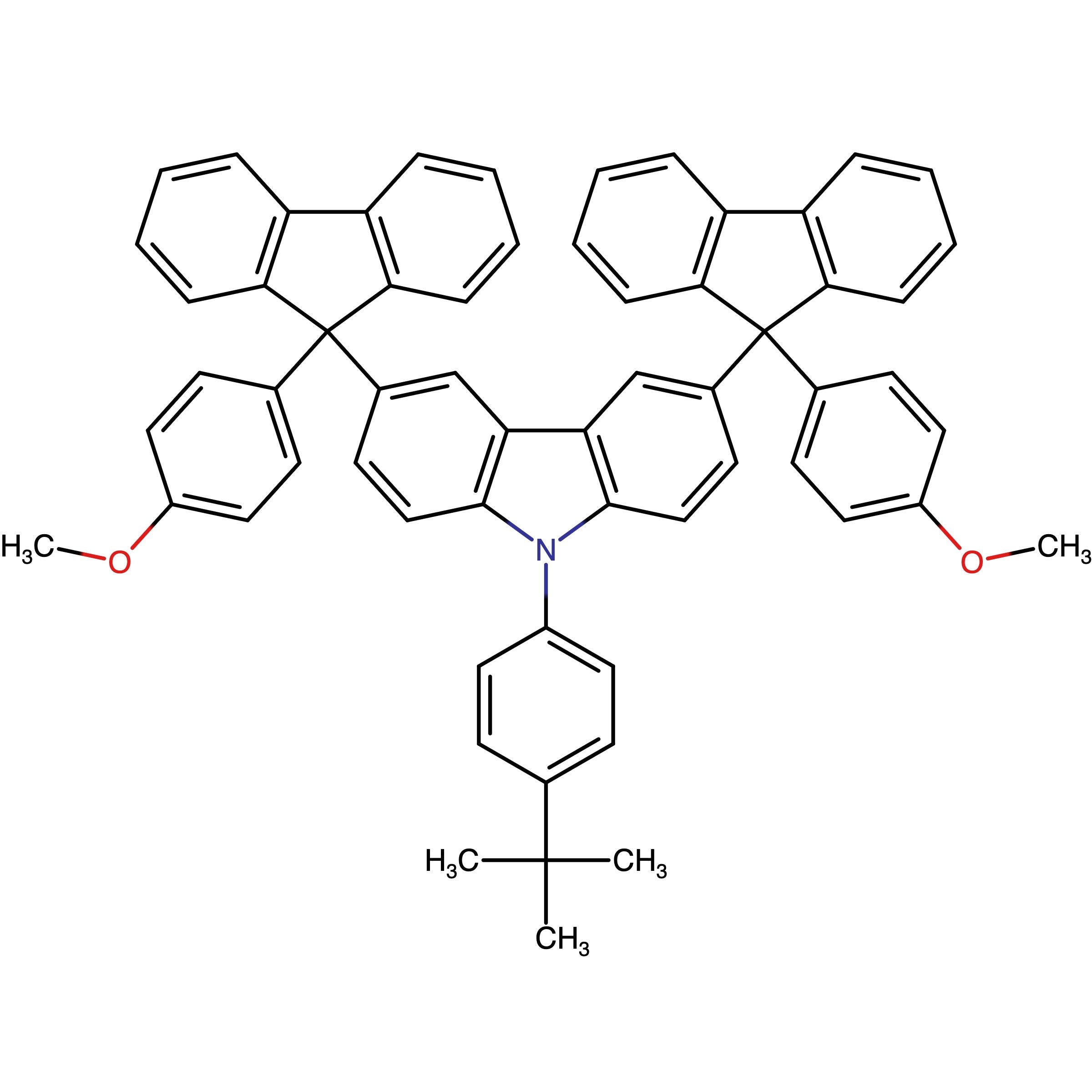 CAS 871018-07-4 | 9-(4-tert-Butylphenyl)-3,6-bis(9-(4-methoxyphenyl)-9H-fluoren-9-yl)-9H-carbazole | MFCD16619352