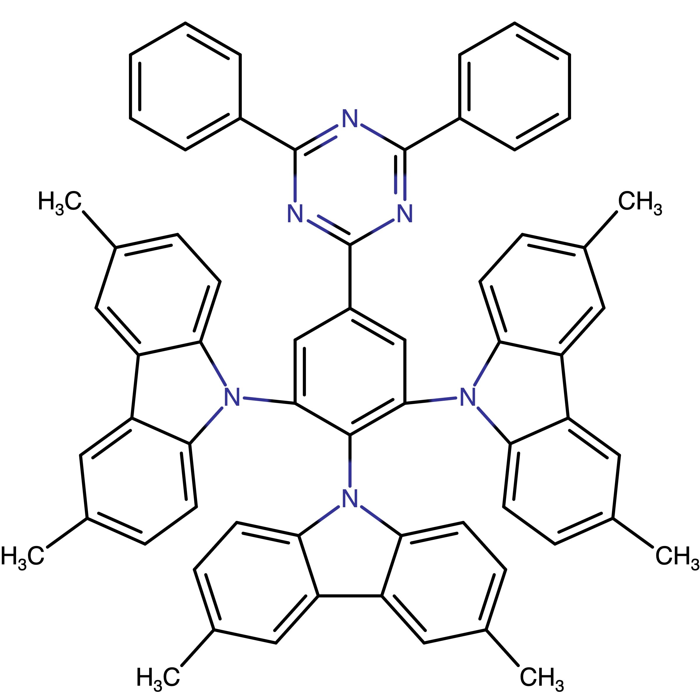 CAS 1808158-41-9 | 9,9',9''-(5-(4,6-Diphenyl-1,3,5-triazin-2-yl)benzene-1,2,3-triyl)tris(3,6-dimethyl-9H- carbazole)