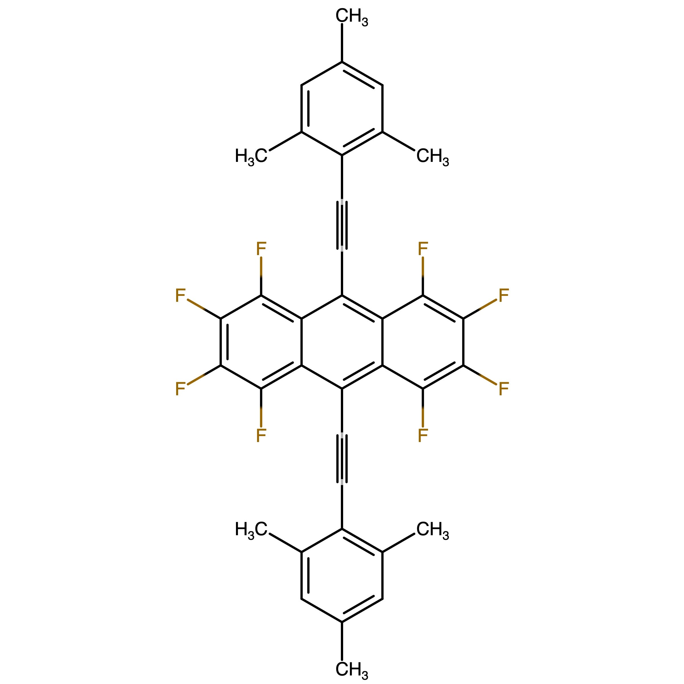 CAS 1067426-46-3 | 1,2,3,4,5,6,7,8-Octafluoro-9,10-bis[2-(2,4,6-trimethylphenyl)ethynyl]anthracene | MFCD23143973