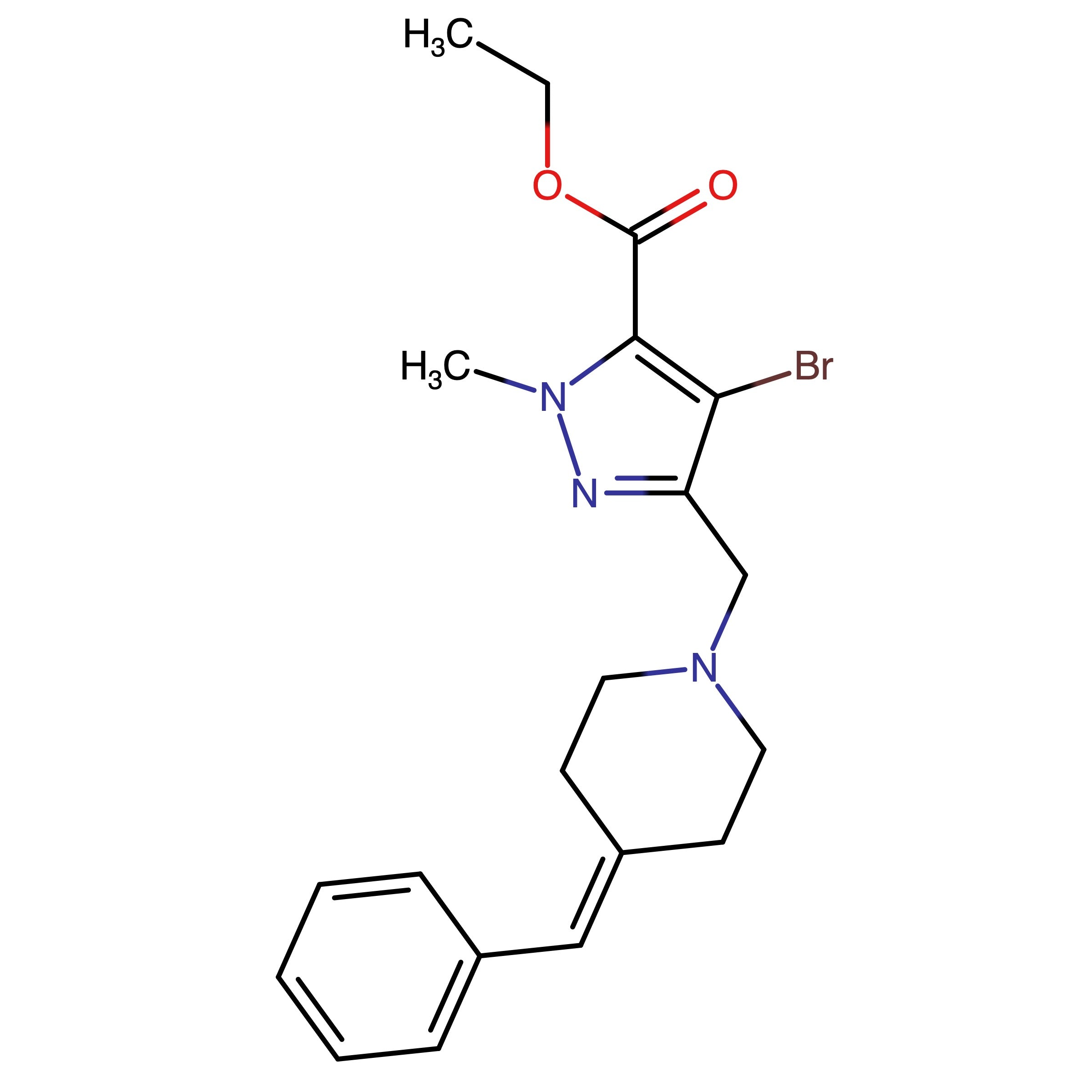 CAS 2983002-88-4 | Ethyl 3-((4-benzylidenepiperidin-1-yl)methyl)-4-bromo-1-methyl-1H-pyrazole-5-carboxylate