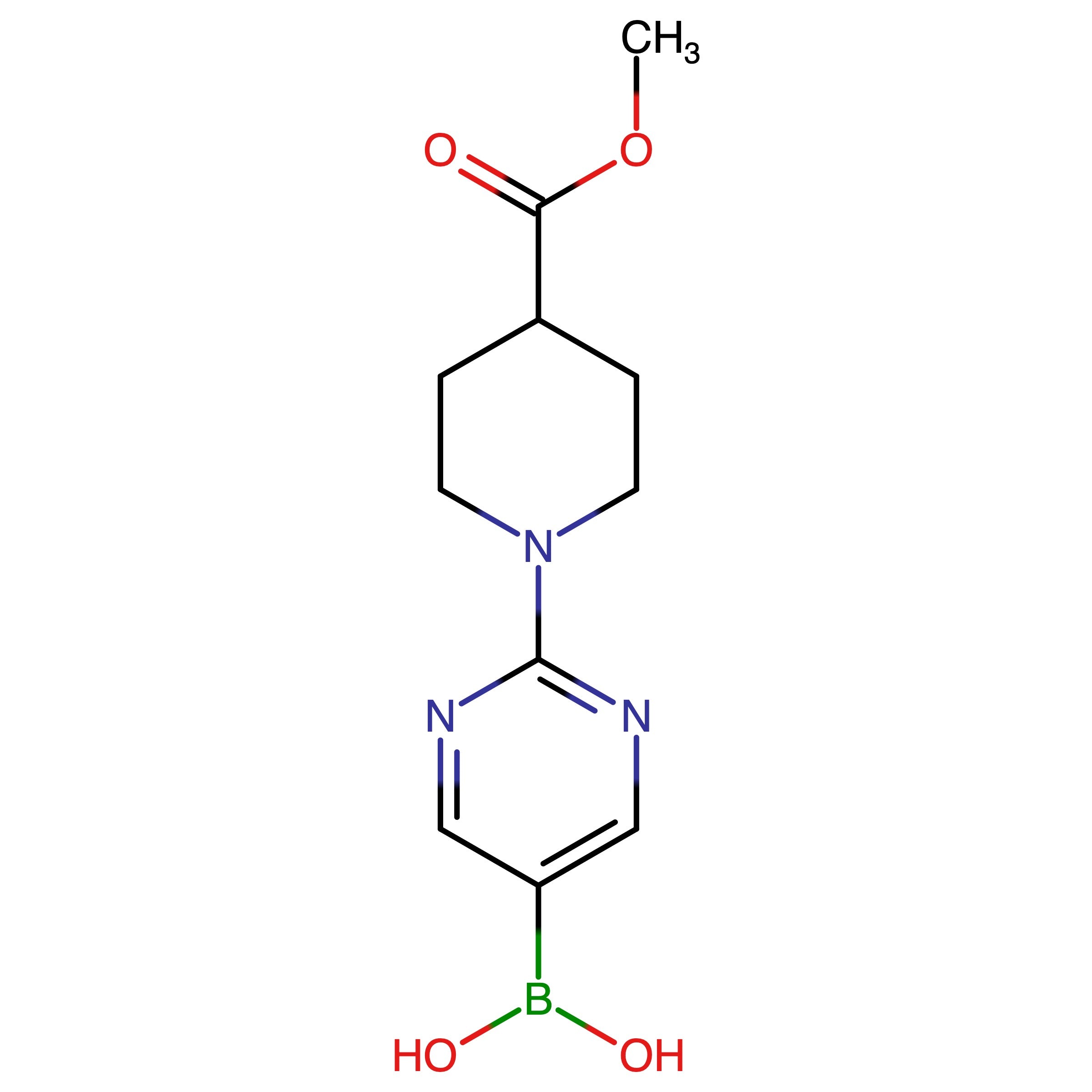 CAS 1536398-19-2 | 4-Methyl 1-(5-borono-2-pyrimidinyl)-4-piperidinecarboxylate | MFCD28041153