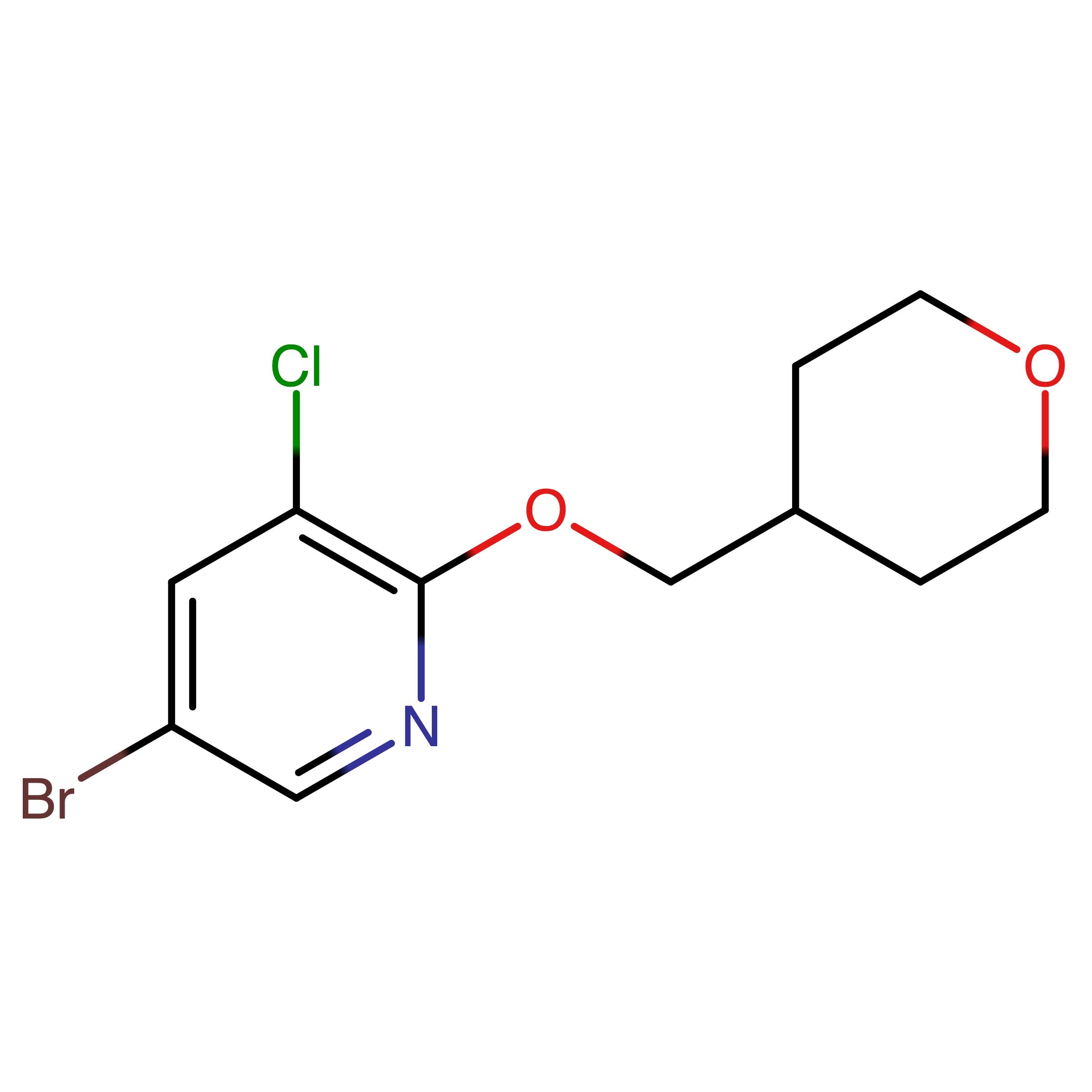 CAS 1800260-72-3 | 5-Bromo-3-chloro-2-((tetrahydro-2H-pyran-4-yl)methoxy)pyridine | MFCD31760299