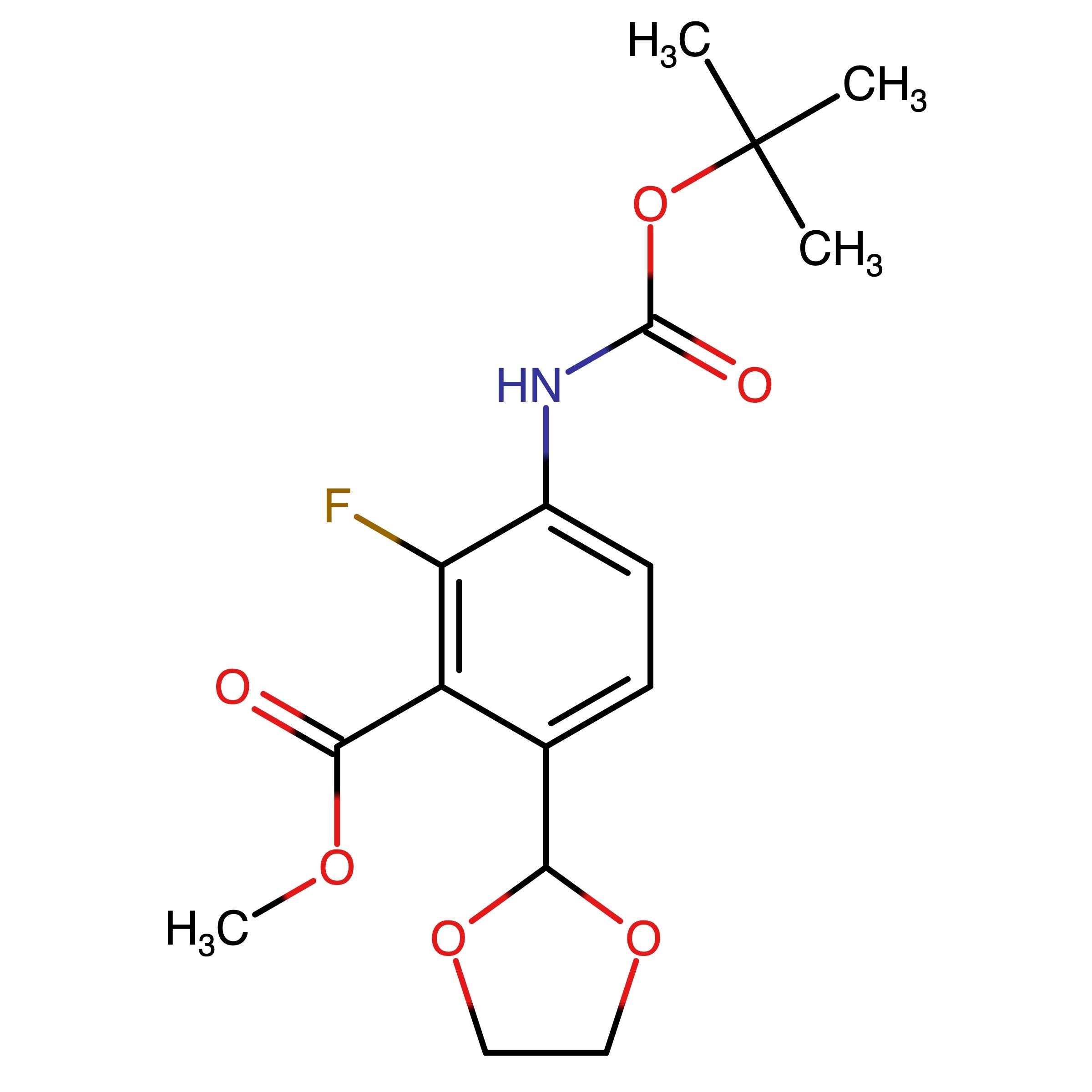 CAS 2409692-80-2 | Methyl 3-[(tert-butoxycarbonyl)amino]-6-(1,3-dioxolan-2-yl)-2-fluorobenzoate