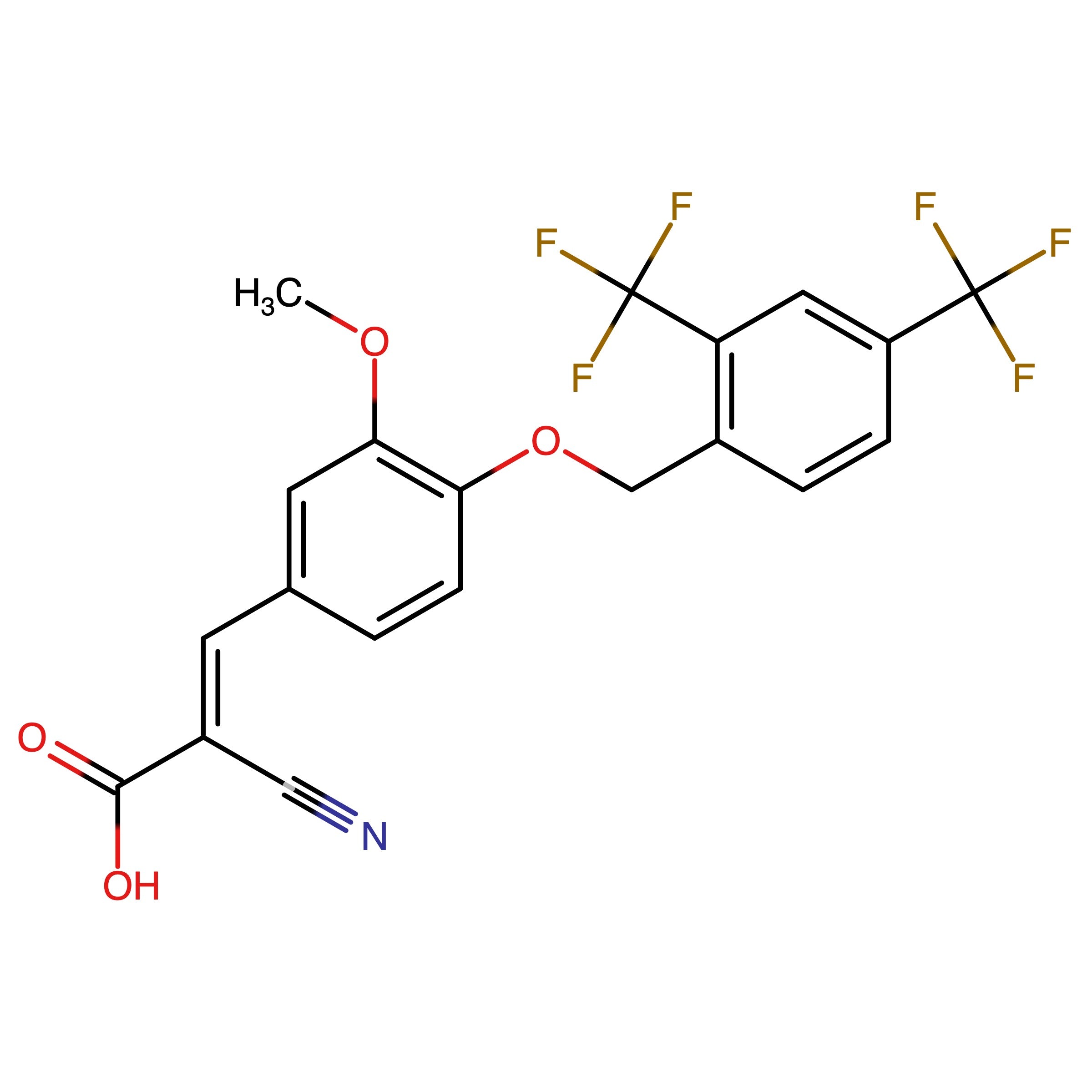 CAS 2306388-57-6 | (E)-3-(4-((2, 4-Bis(trifluoromethyl)benzyl)oxy)-3-methoxyphenyl)-2-cyanoacrylic acid | MFCD32215326
