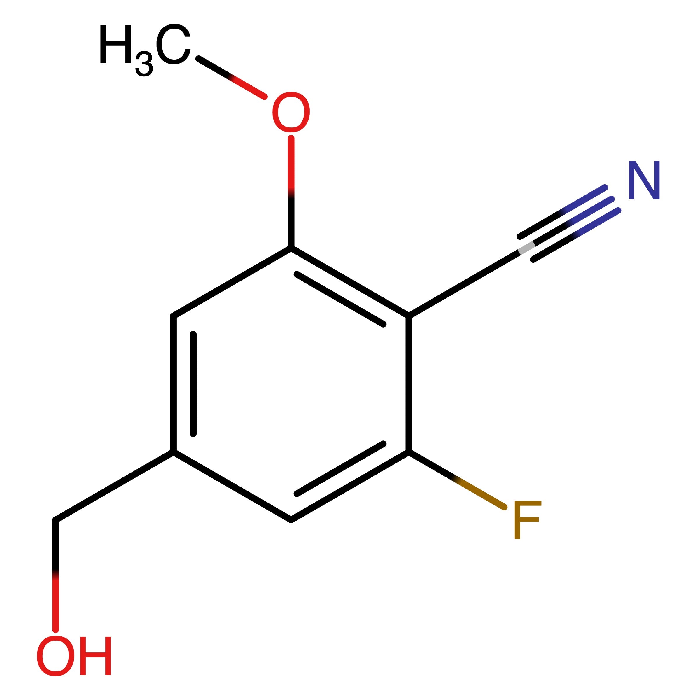 CAS 2090953-73-2 | 2-Fluoro-4-(hydroxymethyl)-6-methoxybenzonitrile | MFCD34471152