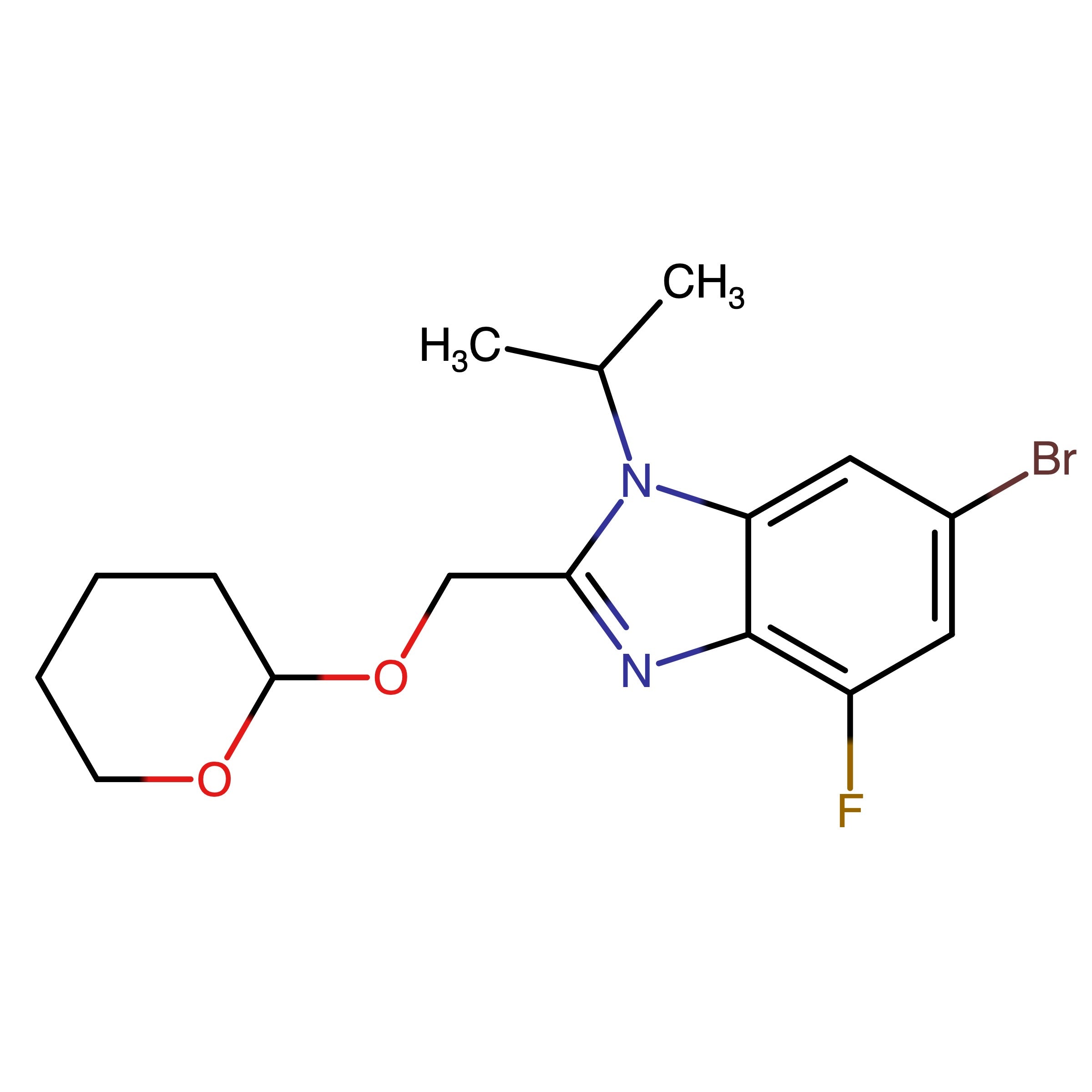 CAS 2380322-34-7 | 6-Bromo-4-fluoro-1-(propan-2-yl)-2-(((tetrahydro-2H-pyran-2-yl)oxy)methyl)-1H-benzo[d]imidazole