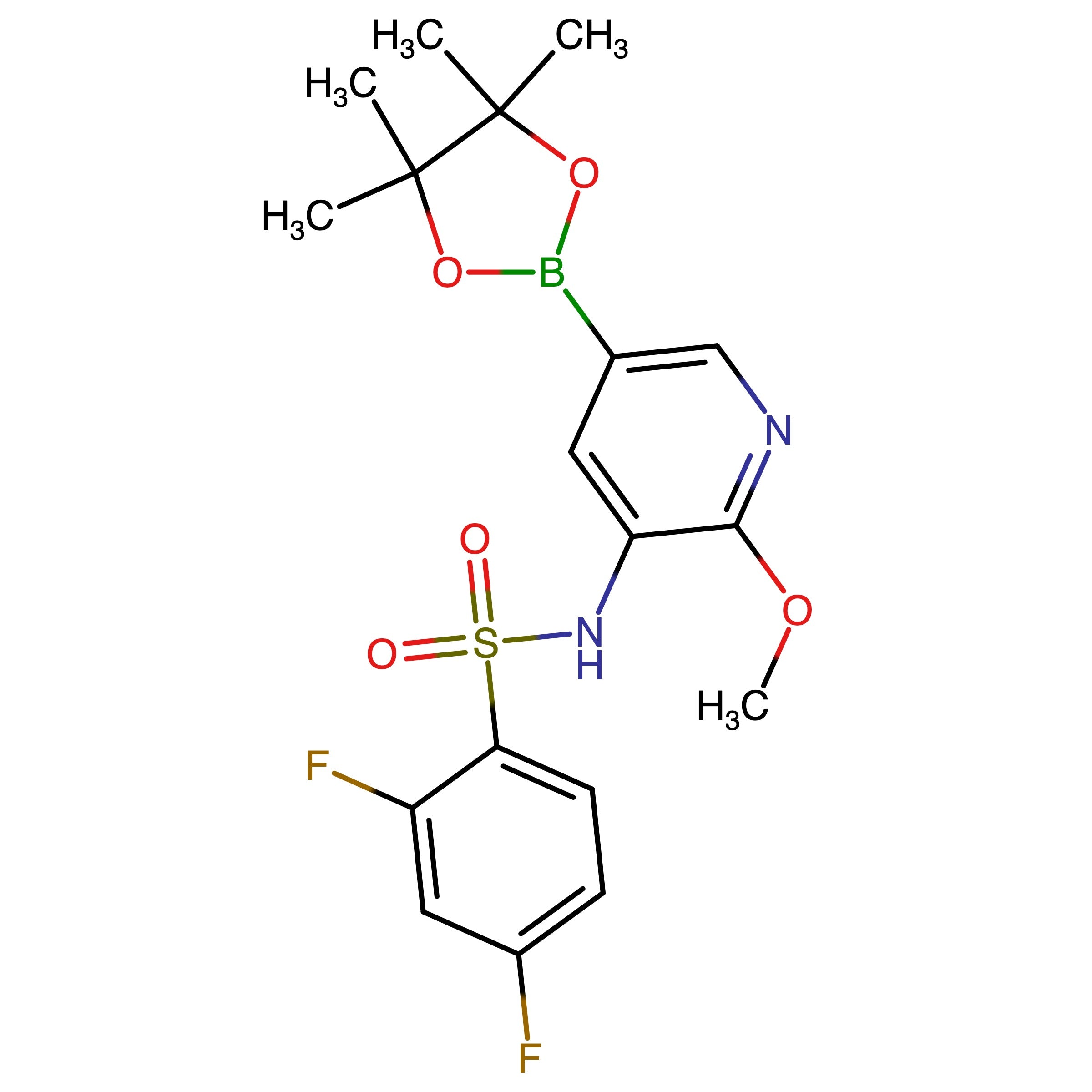CAS 1083326-73-1 | 2,4-Difluoro-N-(2-methoxy-5-(4,4,5,5-tetramethyl-1,3,2-dioxaborolan-2-yl)pyridin-3-yl)benzenesulfonamide | MFCD12923393