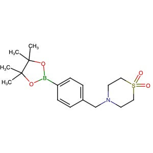 1092563-25-1 | 4-[4-(4,4,5,5-Tetramethyl[1,3,2]dioxaborolan-2-yl)benzyl]thiomorpholine 1,1-dioxide - Hoffman Fine Chemicals